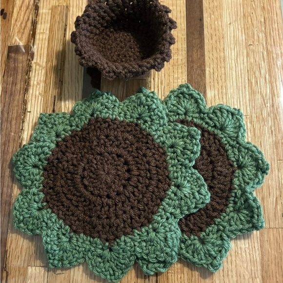 Handmade Crochet Cactus Coasters - Picture 3 of 4